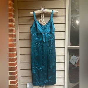 Betsey Johnson Silk Teal Midi Dress (Zipper needs work otherwise perfect )